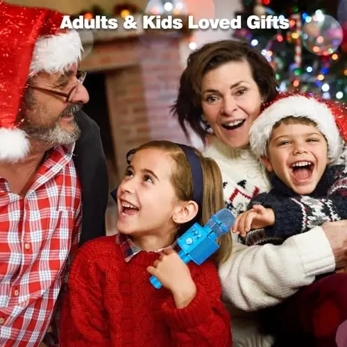 BONAOK Wireless Bluetooth Karaoke Microphone,3-in-1 Portable Handheld Karaoke Mic Speaker Machine Birthday Home Party for PC or All Smartphone (Q37 Blue) - BONAOK (1)