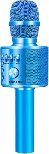 BONAOK Wireless Bluetooth Karaoke Microphone,3-in-1 Portable Handheld Karaoke Mic Speaker Machine Birthday Home Party for PC or All Smartphone (Q37 Blue) 