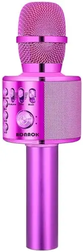 BONAOK Wireless Bluetooth Karaoke Microphone,3-in-1 Portable Handheld Karaoke Mic Speaker Machine Birthday Home Party for PC or All Smartphone (Q37 Purple) 