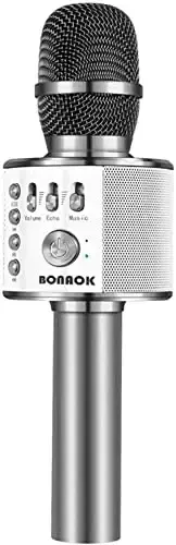 BONAOK Wireless Bluetooth Karaoke Microphone,3-in-1 Portable Handheld Karaoke Mic Speaker Machine Home Party Birthday for All Smartphones Q37 (Space Gray) - BONAOK