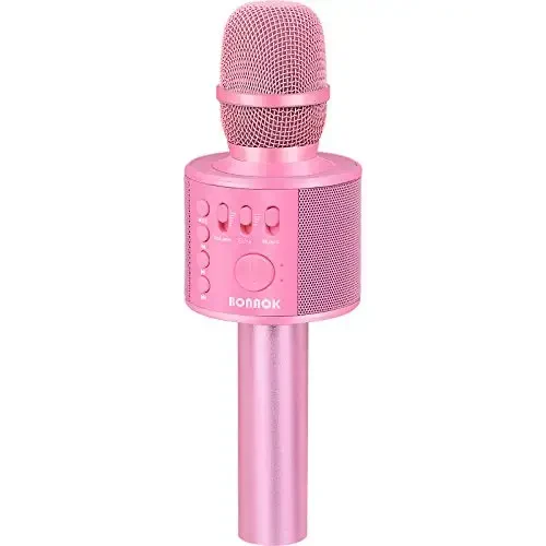 BONAOK Wireless Bluetooth Karaoke Microphone,3-in-1 Portable Handheld Karaoke Mic Speaker Machine Home Party Birthday for All Smartphones Q37 (P-Ink) - BONAOK