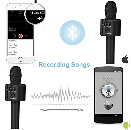 BONAOK Wireless Bluetooth Karaoke Microphone,3-in-1 Portable Handheld Karaoke Mic Speaker Machine Home Party Birthday for All Smartphones Q37 (Black) - 2