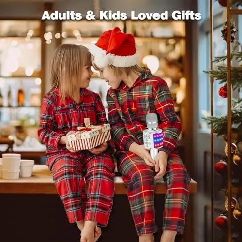 BONAOK Karaoke mikrofon bolalar va kattalar uchun - Bluetooth mikrofonlar Disko chiroqlari bilan mikrofon kuylash, Echo effekti, o'rnatilgan dinamik Partiya sayohat sovg'alari uchun portativ karaoke pleer Q78 (kumush) - 2