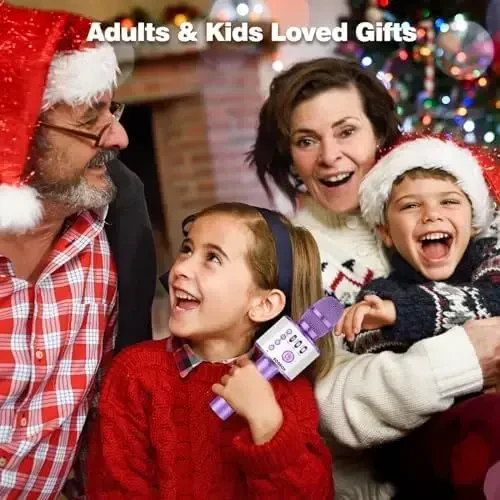 BONAOK Simsiz Bluetooth Karaoke Mikrofon, 3'ü 1'de Portativ Qo'lda Mikrofon Dinamik Mashinasi Barcha Smartfonlar uchun, Qizlar Bolalar Bolalar Kattalar Barcha Yosh Q37(Ochiq Binafsha) - 2