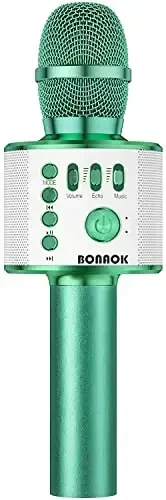 BONAOK Simsiz Bluetooth Karaoke Mikrofon, Barcha Smartfonlar uchun 3-in-1 Portativ Qo'lda Mikrofon Dinamigi, O'g'il bolalar uchun sovg'alar Bolalar Kattalar Barcha Yosh Q37(Yashil) - BONAOK