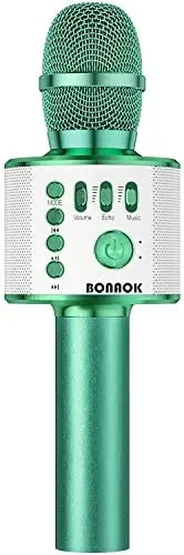 BONAOK Simsiz Bluetooth Karaoke Mikrofon, Barcha Smartfonlar uchun 3-in-1 Portativ Qo'lda Mikrofon Dinamigi, O'g'il bolalar uchun sovg'alar Bolalar Kattalar Barcha Yosh Q37(Yashil) - BONAOK
