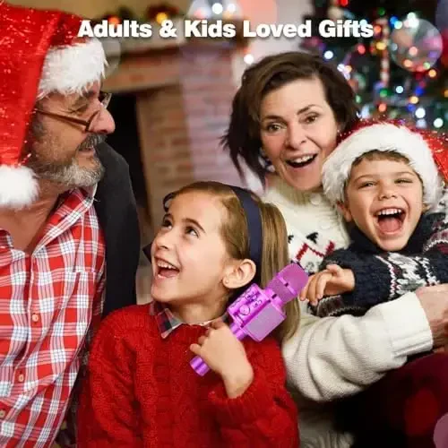 BONAOK Wireless Bluetooth Karaoke Microphone,3-in-1 Portable Handheld Karaoke Mic Speaker Machine Birthday Home Party for PC or All Smartphone (Q37 Purple) - BONAOK (1)