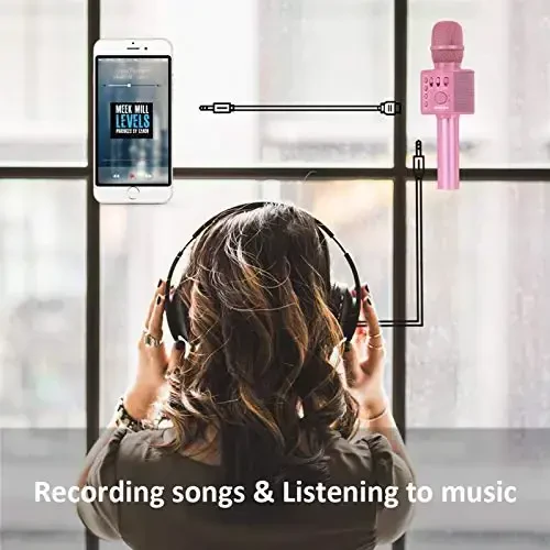 BONAOK Wireless Bluetooth Karaoke Mikrofon, 3-in-1 Portativ Qo'lda Karaoke Mikrofon Dinamik Mashinasi Uy Partiyasi Barcha Smartfonlar uchun Tug'ilgan kun Q37 (P-Ink) - 5
