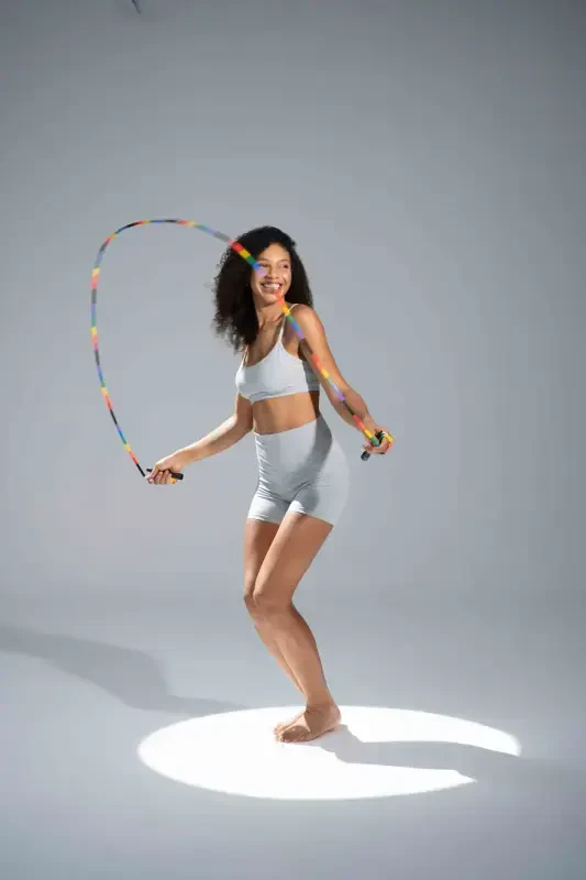 Boncukli Atlama Arqoni Rang-barang-Qora Sap - 3