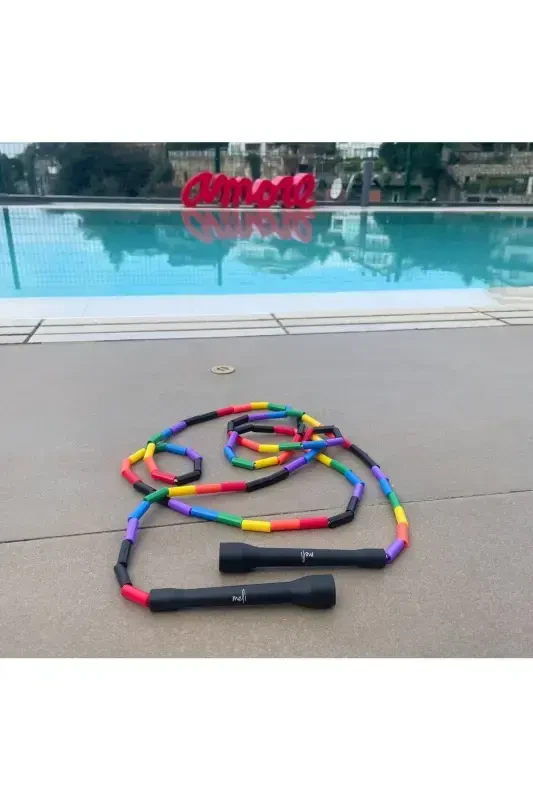 Boncukli Atlama Arqoni Rang-barang-Qora Sap - 4