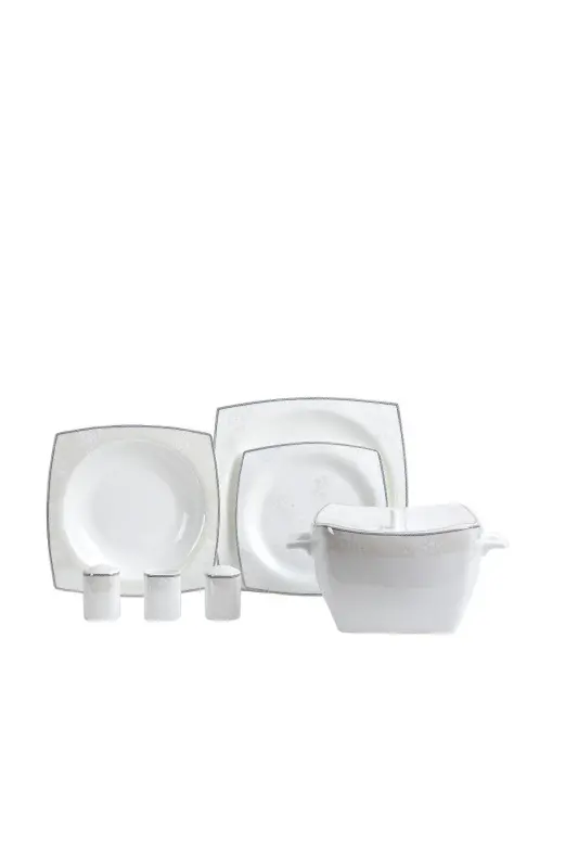 Bone Collection 60 dona kvadrat shaklli ovqat to'plami - KORKMAZ