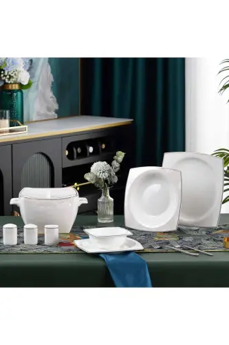 Bone Collection 60 Piece Square Dinner Set - KORKMAZ (1)