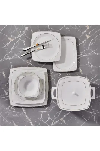 Bone Selection 60 Piece Square Dinner Set 9090204a8446 - 1