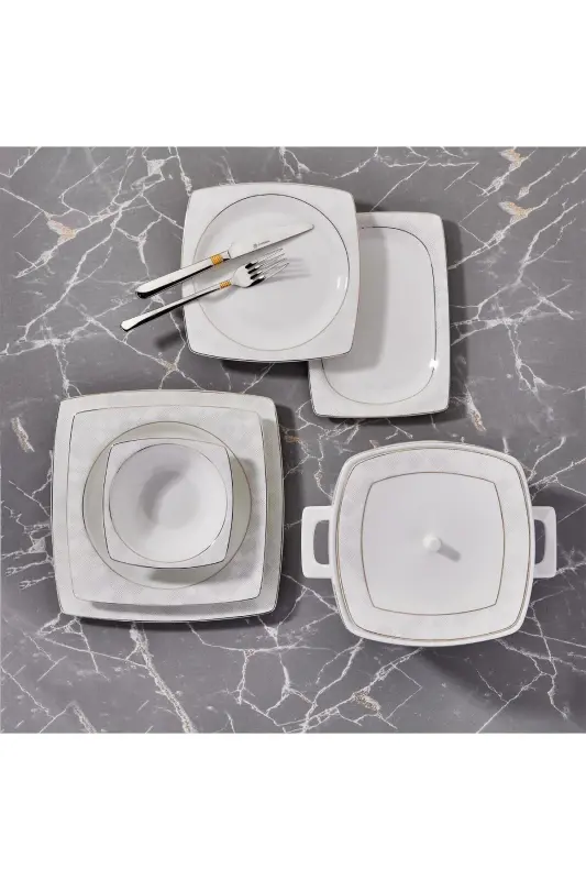 Bone Selection 60 Piece Square Dinner Set 9090204a8446 - 1