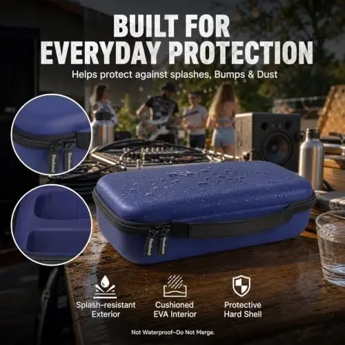 Boobowl Bluetooth Microphone Wireless Case | 2X Digital Microphones Holder Organizer, Portable Mic Box for Rechargeable Battery, Receivers, Adapter (Bag Only)- Dark Blue - 5