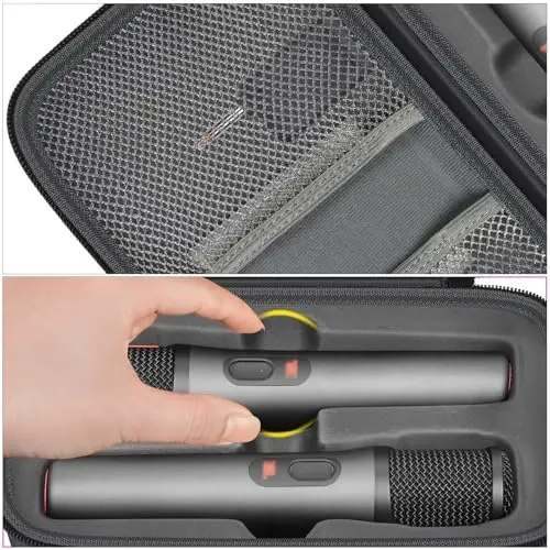 Boobowl Bluetooth Microphone Wireless Case Digital Microphones, Portable Wireless Mic Box for Rechargeable Battery, Receivers, Adapter (Bag Only)-Grey - 3