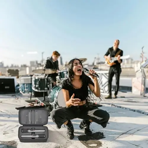 Boobowl Bluetooth Microphone Wireless Case Digital Microphones, Portable Wireless Mic Box for Rechargeable Battery, Receivers, Adapter (Bag Only)-Grey - 6