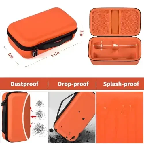 Boobowl Bluetooth Microphone Wireless Case Digital Microphones, Portable Wireless Mic Box for Rechargeable Battery, Receivers, Adapter (Bag Only)-Orange - 4