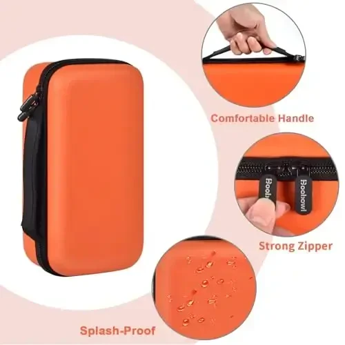 Boobowl Bluetooth Microphone Wireless Case Digital Microphones, Portable Wireless Mic Box for Rechargeable Battery, Receivers, Adapter (Bag Only)-Orange - 5