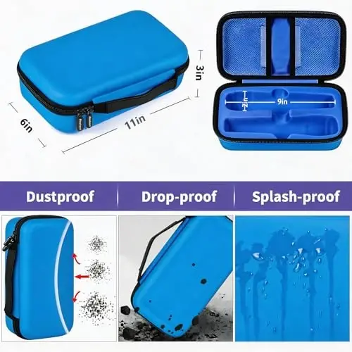 Boobowl Bluetooth Microphone Wireless Case for JBL PartyBox Wireless Mic | 2X Digital Microphones Holder Organizer, Portable Mic Box for Rechargeable Battery, Receivers, Adapter (Bag Only)-Blue - 4