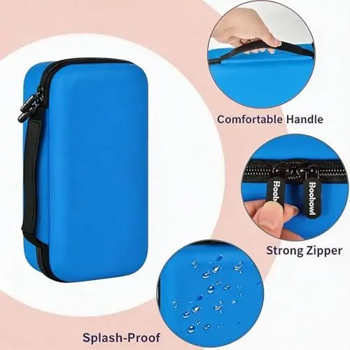 Boobowl Bluetooth Microphone Wireless Case for JBL PartyBox Wireless Mic | 2X Digital Microphones Holder Organizer, Portable Mic Box for Rechargeable Battery, Receivers, Adapter (Bag Only)-Blue - 5
