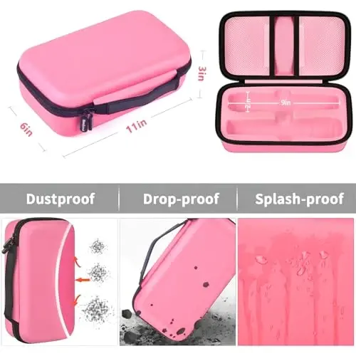 Boobowl Bluetooth Microphone Wireless Case for JBL PartyBox Wireless Mic | 2X Digital Microphones Holder Organizer, Portable Mic Box for Rechargeable Battery, Receivers, Adapter (Bag Only) - Pink - 4