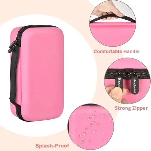 Boobowl Bluetooth Microphone Wireless Case for JBL PartyBox Wireless Mic | 2X Digital Microphones Holder Organizer, Portable Mic Box for Rechargeable Battery, Receivers, Adapter (Bag Only) - Pink - 5