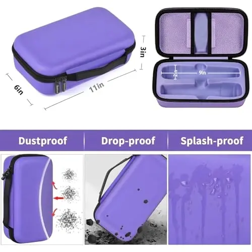 Boobowl Bluetooth Microphone Wireless Case for JBL PartyBox Wireless Mic | 2X Digital Microphones Holder Organizer, Portable Mic Box for Rechargeable Battery, Receivers, Adapter (Bag Only) - Purple - 4