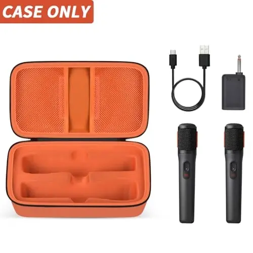Boobowl Bluetooth Microphone Wireless Case Digital Microphones, Portable Wireless Mic Box for Rechargeable Battery, Receivers, Adapter (Bag Only)-Orange - 2