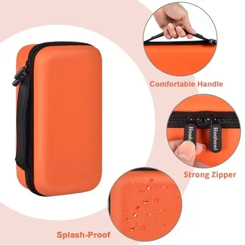 Boobowl Bluetooth Microphone Wireless Case Digital Microphones, Portable Wireless Mic Box for Rechargeable Battery, Receivers, Adapter (Bag Only)-Orange - 5