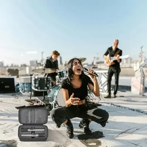 Boobowl Bluetooth mikrofon simsiz qutisi raqamli mikrofonlar, qayta zaryadlanuvchi batareya uchun portativ simsiz mikrofon qutisi, qabul qilgichlar, adapter (faqat sumka)-kulrang - 6