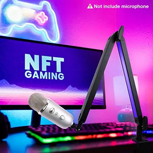 Boom Arm RGB yoritgichi bilan - HyperX QuadCast, Blue Yeti, Shure SM7B, Rode va ko'pchilik o'yin mikrofonlari uchun mikrofon ushlagichi, balandligi sozlanishi mikrofon ushlagichi Mikrofon ushlagichi, ko'pchilik USB mikrofonlari uchun stol mikrofon stendi SUNMON tomonidan - 5