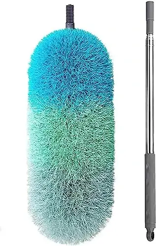 BOOMJOY Microfiber Feather Duster with 100 inches Extension Pole, Dusters for Cleaning High Ceiling, Fan, Blinds, Furniture - 1