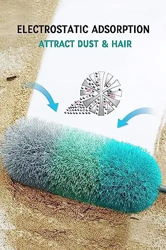 BOOMJOY Microfiber Feather Duster with 100 inches Extension Pole, Dusters for Cleaning High Ceiling, Fan, Blinds, Furniture - 3