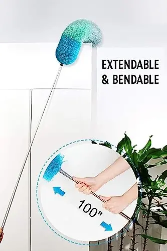 BOOMJOY Микрофибровая метелка для пыли с удлинителем 100 дюймов, метелки для уборки высокого потолка, вентилятора, жалюзи, мебели - 2