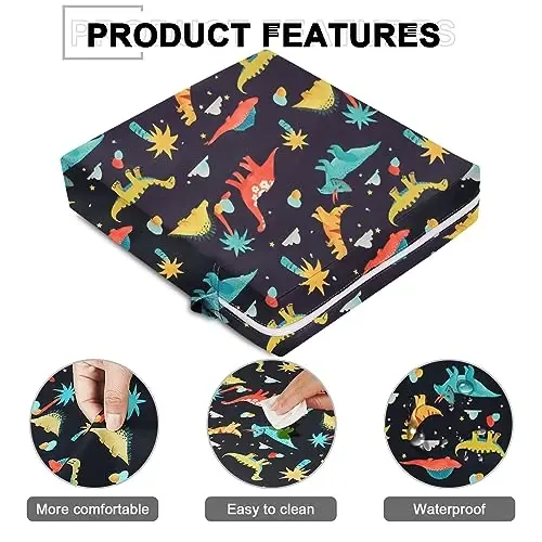 Booster Seat for Dining Table - 2Pcs Toddler Booster Seat for Dining Table Adjustable Safety Belts & Non-Slip Bottom, PU Waterproof Easy Cleaning Booster Chair Cushion with Different Height for Eating - 5