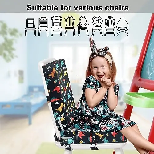Booster Seat for Dining Table - 2Pcs Toddler Booster Seat for Dining Table Adjustable Safety Belts & Non-Slip Bottom, PU Waterproof Easy Cleaning Booster Chair Cushion with Different Height for Eating - 6