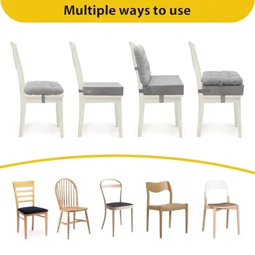 Booster Seat for Kitchen Chair - 2Pcs Toddler Booster Seat for Dining Table Adjustable Safety Belts & Non-Slip Bottom, PU Waterproof Easy Cleaning Booster Chair Cushion - 1