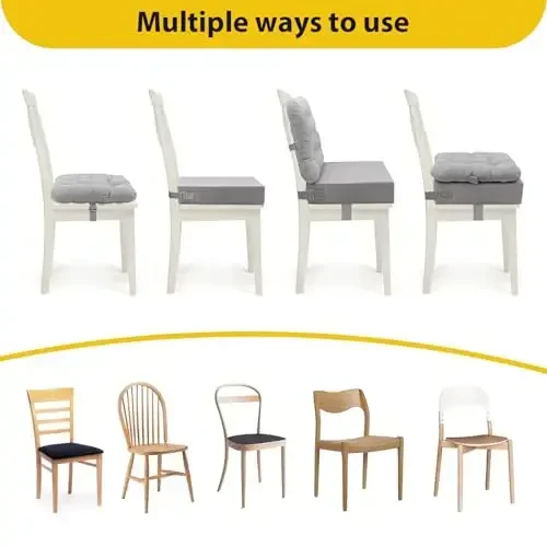 Booster Seat for Kitchen Chair - 2Pcs Toddler Booster Seat for Dining Table Adjustable Safety Belts & Non-Slip Bottom, PU Waterproof Easy Cleaning Booster Chair Cushion - KAGIWEI