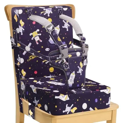 Booster Seat for Kitchen Chair at Table - Toddler Harness Seat Straps High Back Detachable Cover Ease of Cleaning Sturdy Booster Seat for Dining Table for Kid Child Baby - MODAZONE