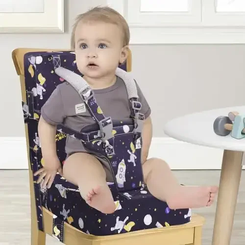 Booster Seat for Kitchen Chair at Table - Toddler Harness Seat Straps High Back Detachable Cover Ease of Cleaning Sturdy Booster Seat for Dining Table for Kid Child Baby - 6
