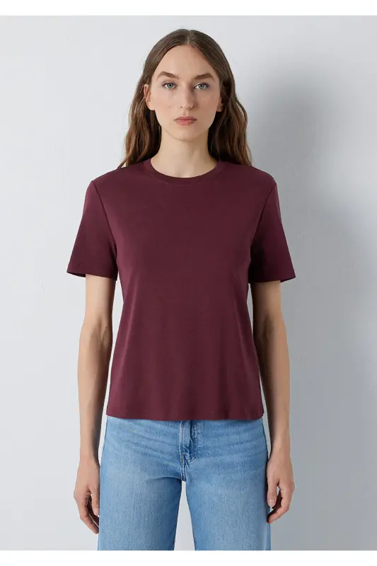 Bordo Asosiy Futbolka Semi Slim Fit / Yarim Tor Kesim 1612916-70396 - Bordo - 3