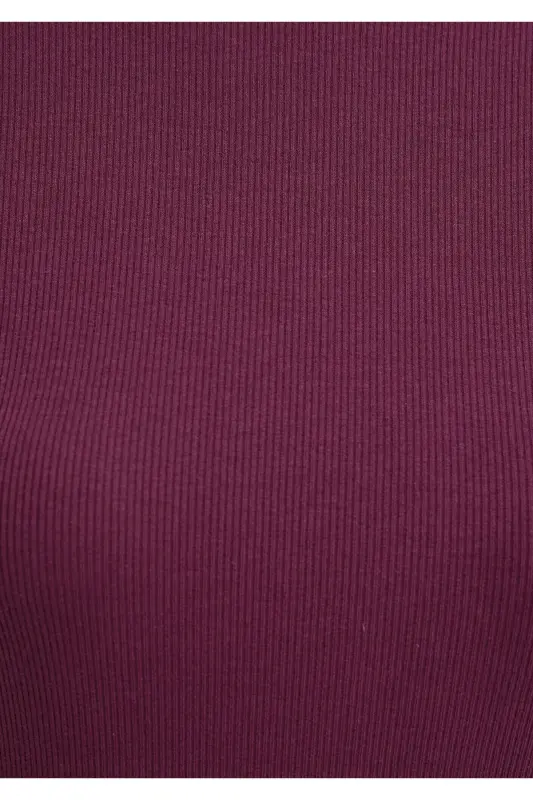 Bordo Basic Futbolka Fitted / Vujudga Mos Kesim 1613081-70434-Bordo - 7