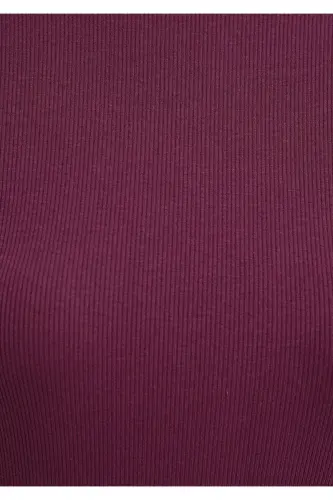 Bordo Basic Futbolka Fitted / Vujudga Mos Kesim 1613081-70434-Bordo - 7