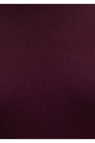 Mor Basic Tişört Fitted / Vücuda Oturan Kesim 1613081-70434-Bordo - 10