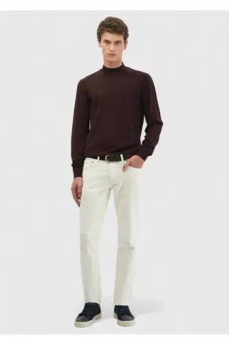 Bordo Bato Yaka Düz Örgü Yün Karışımlı Triko-Bordo - RAMSEY (1)