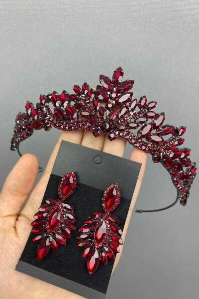 Bordo Berlin Model Gelin Kına Tac Ve Küpe - ESPEREST (1)
