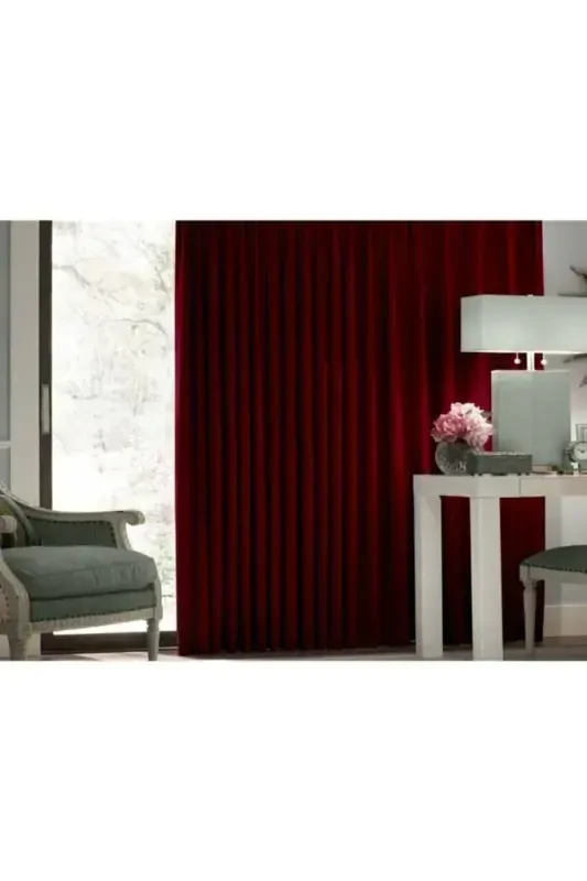 Bordo Blackout Karartma Perdesi Enxboy Seçenekli Güneşlik %100 Işık Geçirmez Fon Perdesi-BORDO - BASIC CREATION