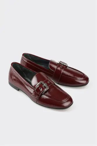 Bordo Deri Kadın Günlük Ayakkabı - Bordo - ELLE SHOES (1)