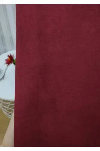 Bordo Düz Renk Fon Perde, Pilesiz Düz Dikim, Ekstrafor Büzgü, Tek Kanat-Bordo - 8